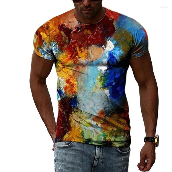 T-shirts pour hommes Personnalité de la mode Graffiti 3D Impression Hommes T-shirt Été Casual Creative Hip Hop Harajuku Tendance O-Cou T-shirts à manches courtes