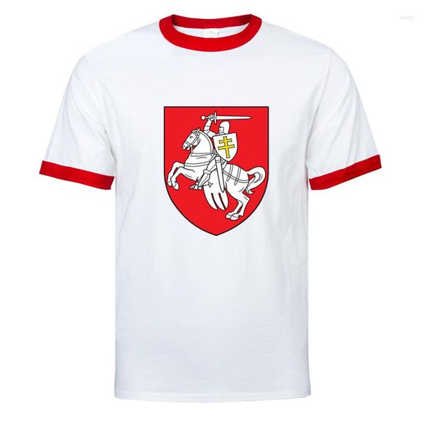 T-shirts pour hommes mode impression drapeau National emblème blason biélorussie chemise à manches raglan col rond hommes T-Shirt Simple