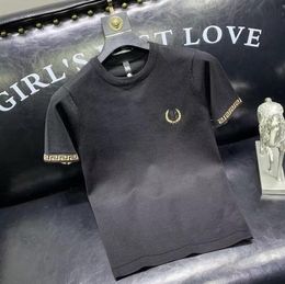 T-shirts pour hommes Fashion imprimé élastique luxurys à manches courtes à manches courtes en coton en tricol