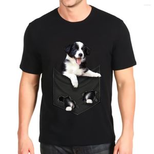 T-shirts pour hommes T-shirt imprimé à la mode Border Collie Mid Classic Pocket Tees Top Mens Loose Customization