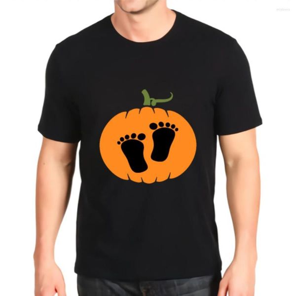 Hommes t-shirts mode imprimé t-shirt Halloween grossesse annonce citrouille bébé pieds personnalisation t-shirts haut hommes en vrac