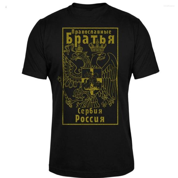 Camisetas de hombre moda Serbia Rusia insignia impresa camiseta. Camisa de verano de algodón de manga corta con cuello redondo para hombre S-3XL