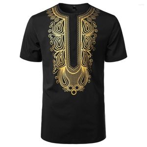 Mannen T Shirts Mode Shirt Afrikaanse Stijl Goud Stempelen 3d Print Casual Korte Mouw Losse Oversized T-shirts Voor Top kleding Camise