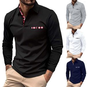 T-shirts pour hommes Mode Printemps et Automne Casual Bouton à manches longues Couleur unie Chemise de vitesse pour hommes Graphique