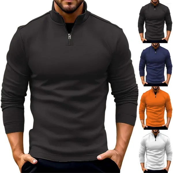 Camisetas para hombres Moda Primavera y otoño Casual Manga larga Cremallera Noche para hombre para dormir Slim Fit Hombres a granel