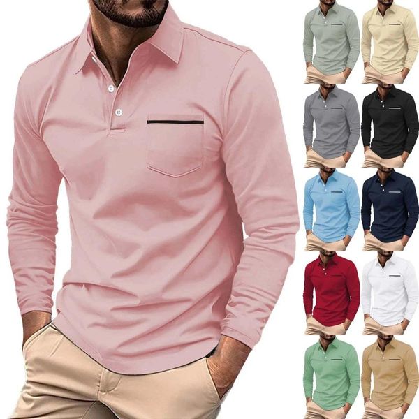 Camisetas para hombres Fashion Spring y otoño Túnica de manga larga casual para hombres V CULL V MENS GRANDE