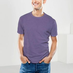 T-shirts pour hommes mode printemps et été décontracté à manches courtes col rond couleur unie petit haut coton lourd hommes grand grand