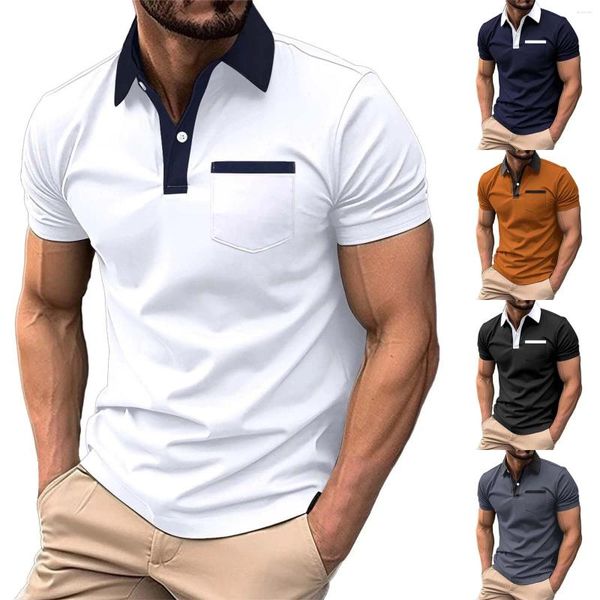 Camisetas para hombres Moda Primavera y verano Casual Botones de manga corta Solapa Color sólido Historia Paquete de camisa para hombre