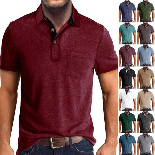 T-shirts pour hommes mode printemps et été décontracté à manches courtes boutons revers solide grande taille pour hommes chemise Pack t-shirts