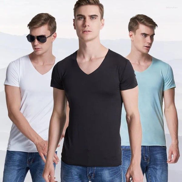 T-shirts pour hommes Mode Printemps Été Hommes M-5XL T-shirt à manches courtes Col V Plus Taille Chemise Garçon Sports de plein air Casual Tops Tees Cadeau de fête
