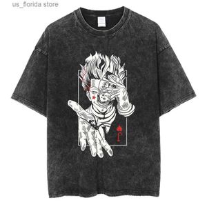 T-shirts voor heren Mode Strtwear Anime Grafische print T-shirt Zomer Vintage T-shirt Oversize T-shirt Losse casual heren Gewassen zwarte Ts Tops Y240314