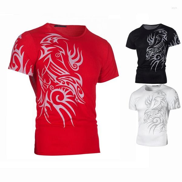 Camisetas de hombre Estilo de moda Verano Impreso Tatuaje Cuello redondo Camiseta de manga corta para hombres