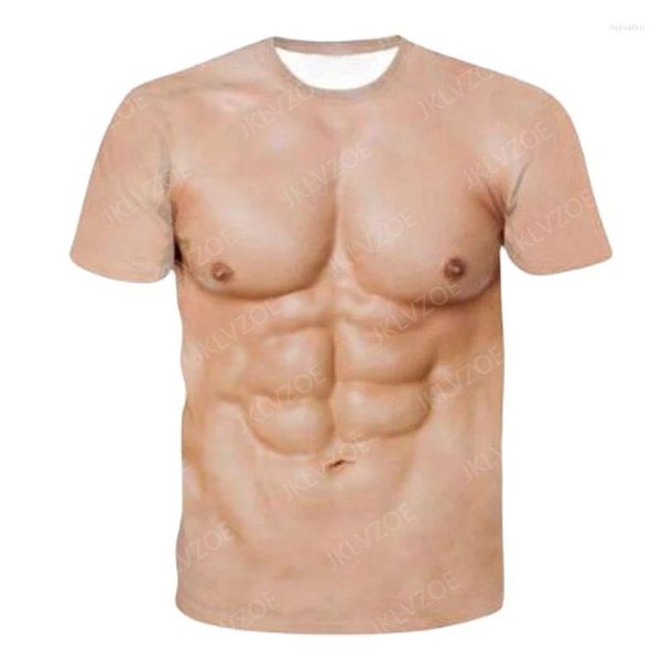 Hommes T-shirts Mode Été Drôle 3D Imprimé Muscle Shirt Pour Hommes Personnalité Streetwear Tee Top Surdimensionné Cosplay À Manches Courtes Vêtements