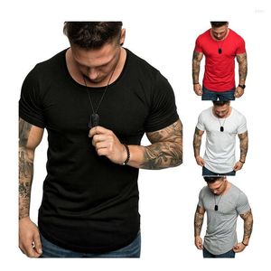 Heren t shirts mode zomer gym spier tee tops bodybuilding cotton sport fitness casual t-shirt plus size solide wit