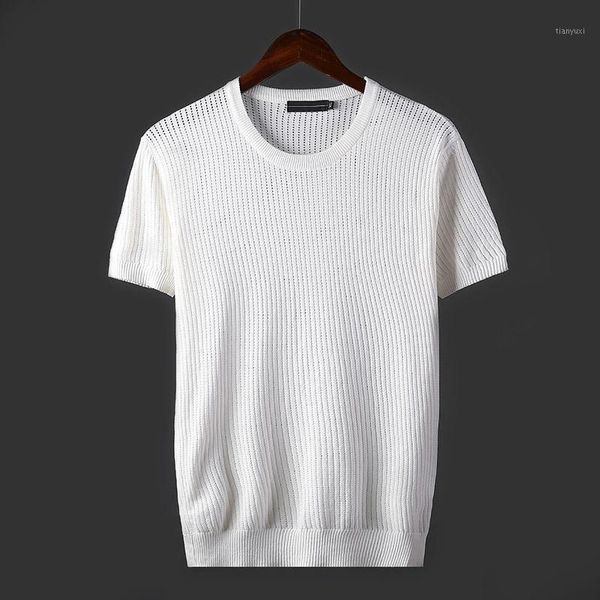 T-shirts pour hommes T-shirt d'été de mode, grand pull tricoté pull décontracté de couleur unie, serré en 2022