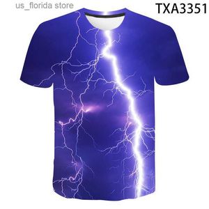 Camisetas para hombres Moda Verano Thunderbolt T Shirt Hombres Mujeres Niños Lightning Flash 3D Imprimir camiseta Boy Girl Kids Short Slev Tops Cool T Y240321