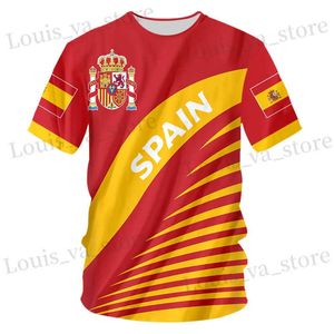 T-shirts masculins Fashion Summer Femmes and Men 3D T-shirt Espagne Real Madrid National Flag à séchage rapide surdimension Top Back Nom personnalisable T240419