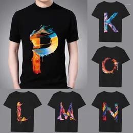 T-shirt de mode T-shirts pour hommes Modèle de peinture noire 26 ALPHABET EMPROCHING SÉRIE COSTOCUST OICK COUPER COFFTER