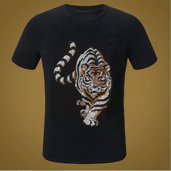 T-shirts pour hommes T-shirt Men 2021 Loisure Summer O-Colk Coton à manches courtes Diamants T-T-T-shirt noir Tshirt noir