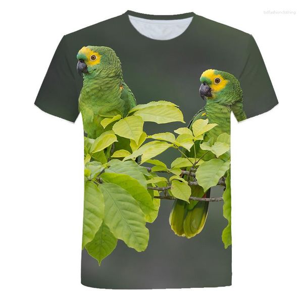 T-shirts pour hommes T-shirts de mode avec motif de perroquet été 3D décontracté tendance couleur impression T-shirt personnalité drôle oiseaux graphique