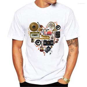 Heren t shirts mode vintage muziekinstrument t-shirt heren hipster muziek in liefde print shirt zomer mannelijke korte mouw basistops