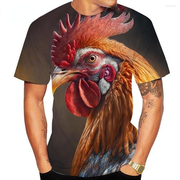 Camisetas para hombre, camiseta a la moda para mujer, camiseta con gráfico Cool Rooster 3d cuello redondo, ropa de gran tamaño, Top informal de uso diario, ropa informal de manga corta