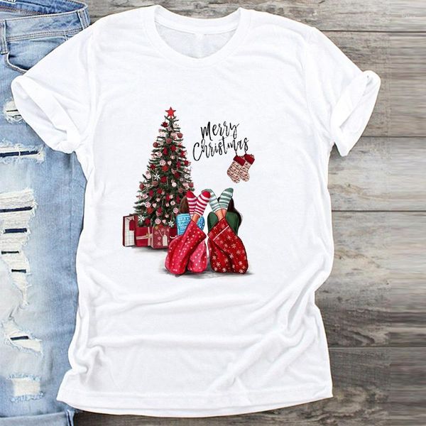 Hommes T-shirts Mode Femmes T-Shirt Souhaits Chauds Année Joyeux T-shirt De Noël Tumblr Graphique Femme T-shirts Camisa Imprimer T-shirts