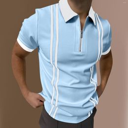 T-shirts pour hommes couleurs à la mode à manches courtes à rayures à manches courtes à manches colorblock pour hommes