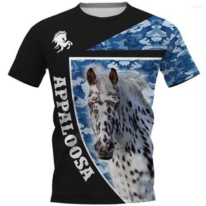 T-shirts voor heren Modieus heren camouflage en mooi paard 3D bedrukt T-shirt zomer casual korte mouwen top