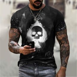 Camisetas de hombre Moda de verano Impresión 3D Ace Of Spades Skull T-shirt Street Trend Personality All-match