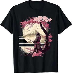 T-shirts voor heren Modieuze Vintage Warrior Japanse Art Warrior Vintage Cherry T-Shirtl2405