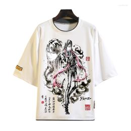 T-shirts pour hommes destin Grand ordre chemise FGO Jeanne d'Arc Cosplay t-shirt lavage à l'encre peinture à manches courtes t-shirts hauts