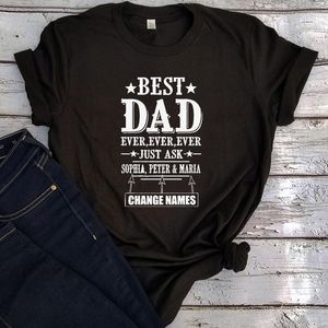 T-shirts pour hommes T-shirts pour la fête des pères T-shirt Besfathers Personnalisé Enfants Nom Chemise Cadeau pour le père 2023 Streetwear Personnalisable Tops surdimensionnés