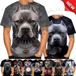 T-shirts voor heren felle bulldog boks t-shirt mannen cool ontwerp 3d pestkop pitbull print t-shirt nieuwigheid persoonlijkheid t harajuku mode strtwear t240419