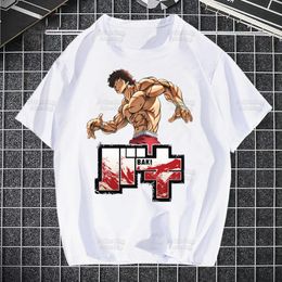 T-shirts masculins Fighter anime baki t shirts imprimement o-cou à manches courtes pour hommes yujiro hanma grappler chemise hip-hop huile de qualité hommes