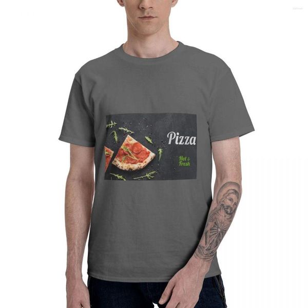 T-Shirt à manches courtes pour hommes, série Fine Food, basique, en coton, vêtements confortables, cadeau à la mode, MBT037 Pizza