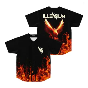 Mannen T-shirts Fire Illenium Baseball Jersey Shirt 3D Print V-hals Korte Mouw Streetwear Tee Vrouwen Mannen Mode Kleding