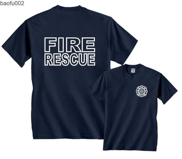 Camisetas para hombre, camiseta de equipo de bomberos de rescate de incendios, camiseta de moda para hombre, camisetas Hipster, camisetas de manga corta W0322