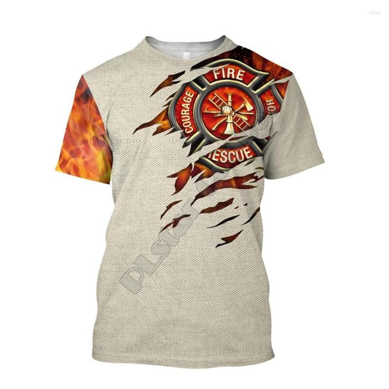 T-shirts pour hommes pompier 3D partout sur les femmes imprimées pour hommes T-shirts à manches courtes décontractées d'été 06