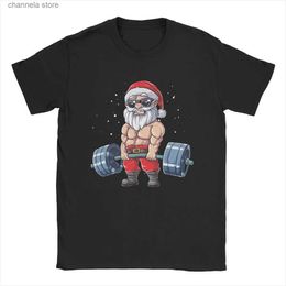 T-shirts pour hommes Fitness Cadeau de Noël Mignon Santa Vintage Tees à manches courtes Deadlift Gym Xmas T-shirts Crewneck Vêtements Cadeau drôle T240227