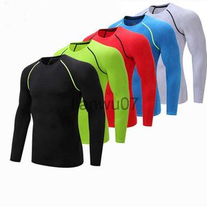 Heren T-shirts Fitness Mannen Lange mouw Hardlopen Sport T-shirt Kleding Mens Thermische Spier Bodybuilding Gym Compressie Sneldrogend Panty Shirt J230705