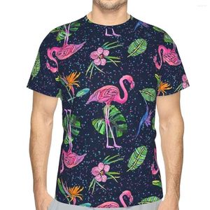 Camisetas para hombre, camiseta con estampado 3D de poliéster con hojas de fiesta de flamencos para deportes al aire libre, ropa de secado rápido, camiseta informal holgada, camisetas de calle