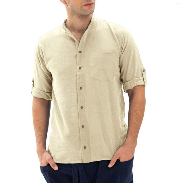 T-shirts pour hommes chemise à manches florales hommes lin coton doux boutonné haut Long plage Hippie Yoga manches minces