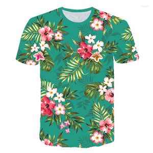 T-shirts Hommes Fleurs 3D Chemise Feuilles Vertes Sexy Floral Famale T-shirt À Manches Courtes Casual Camisa Masculina Unisexe Drôle Tee Homme