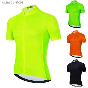 Camisetas para hombres Fluorescentes amarillos de verano corto seve bicyc de ciclismo de ciclismo de secado rápido hombres de bicicleta al aire libre ropa de color sólido ropa deportiva H240407