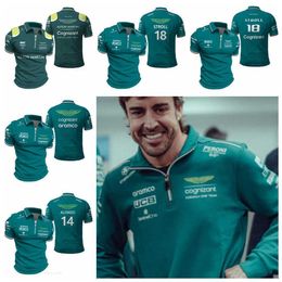 Camisetas para hombres para Aston Martin 14 Alonso Driver 2024 F1 Racing Team Motorsport Sports Polo Shirt Fanáticos del automóvil Verde No se desvanecen Transpirable