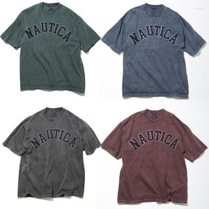 Mannen T Shirts Voor Mannen Vrouwen Nautica Koud Geverfd Gewassen Gedragen Zware Katoenen Geborduurde Hemdjes Met Korte Mouwen Summe