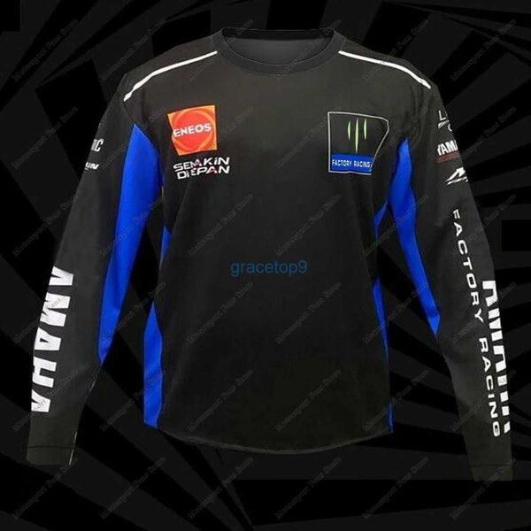 Camisetas para hombres para Yamaha T-shirt GP Summer Motorcycle Racing Team Street Ciclismo Negro Azul Mens Quick Dry Transpirable Manga larga Jerseys Fr0t