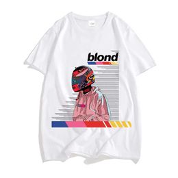 T-shirts masculins Frank O-ocean Blond R B Music T-shirts Men 100% coton tshirts beaux t-shirts Letters Sense de design Manga / Comic O Tops J240523
