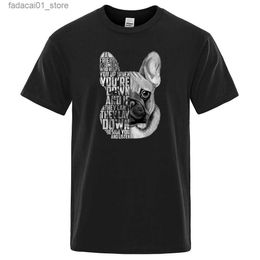 T-shirts masculins French Bulldog Citation imprimé pour hommes Top personnalisés de mode de mode Retro Cool Short Sleeve Extra Large O-Neck Mens T-shirtq240425